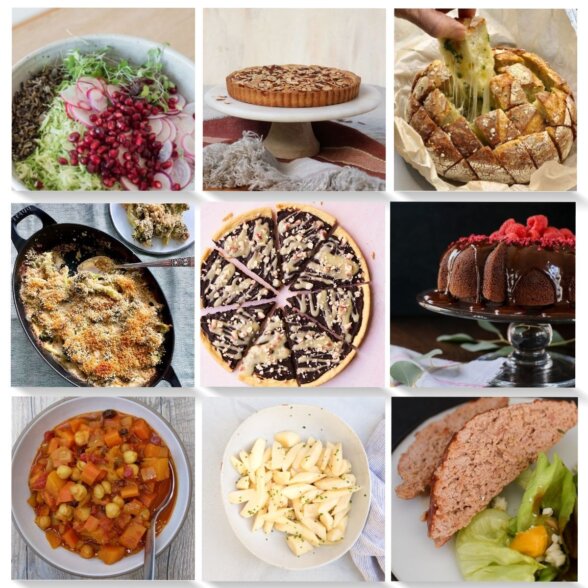 dinner planner with nine collage images of ready to eat dishes