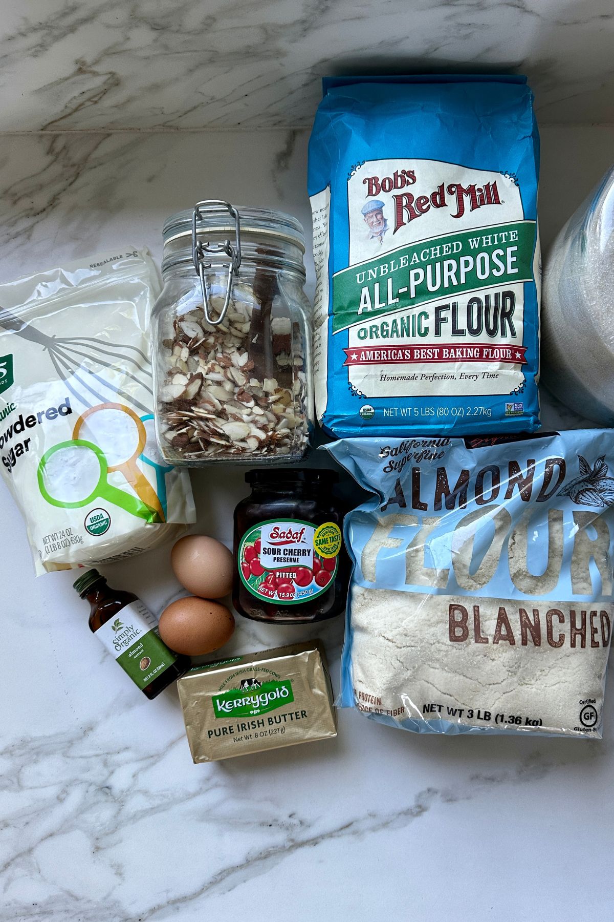 recipe ingredients on a white counter