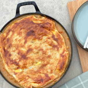 Chicken Pot Pie in dish, ready to be eaten