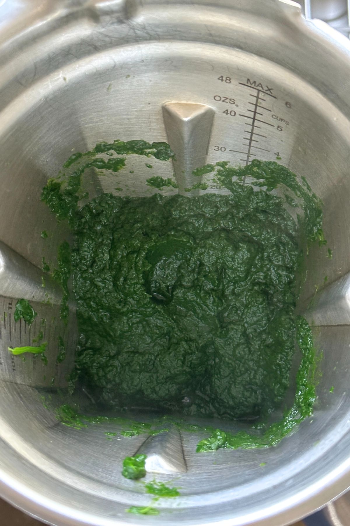 cooked spinach blended to make a puree