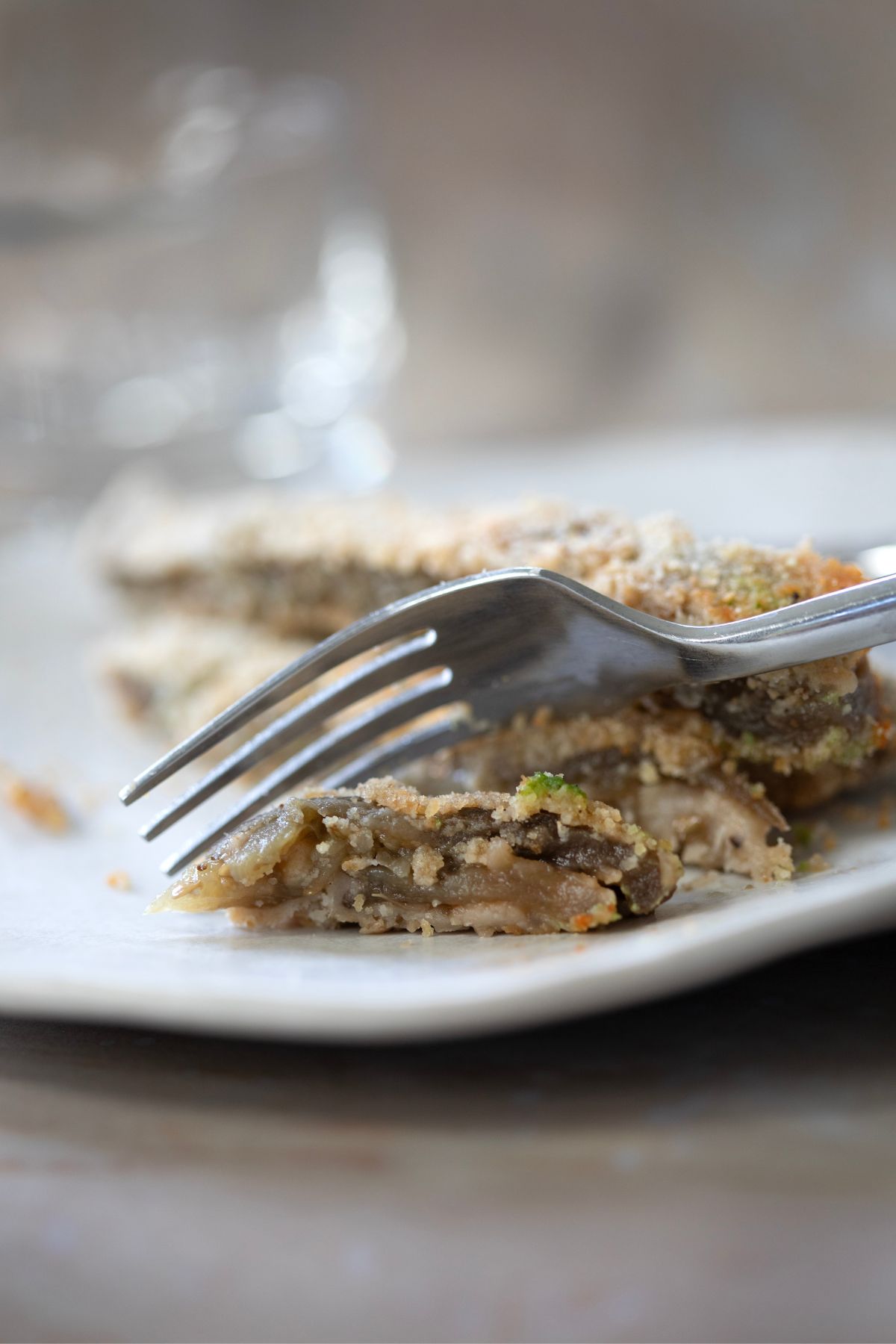 Close-up of crispy eggplant Milanese with golden breadcrumb coating