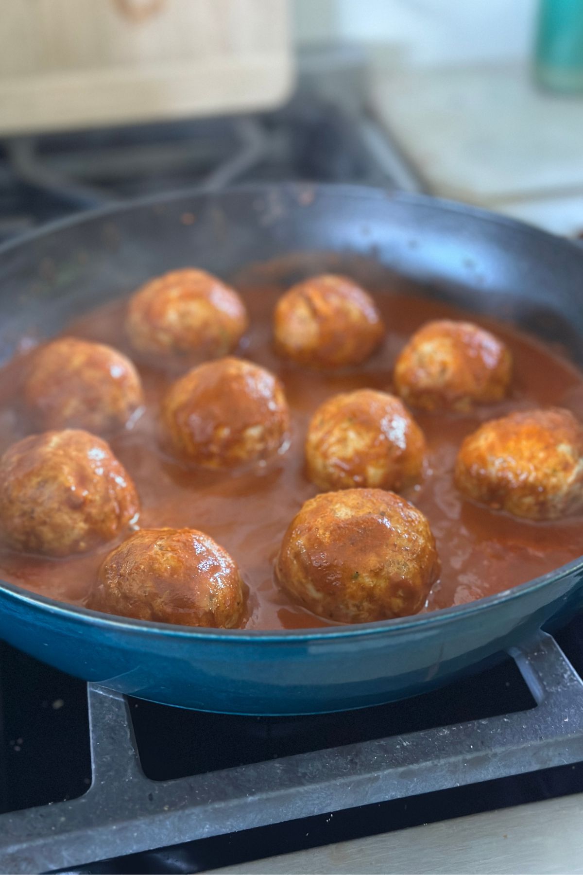 tex mex meatballs cooking in sauce