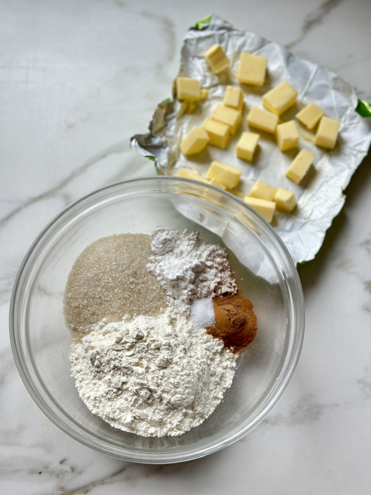 Crumb topping in a bowl