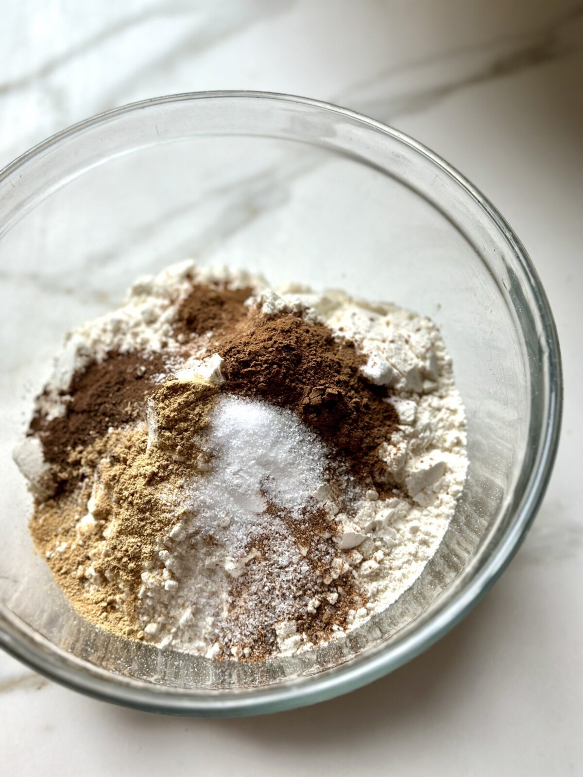 dry ingredients in a glass bowl