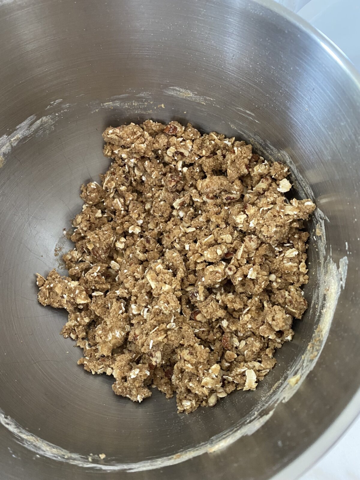 crisp topping in a mixing bowl